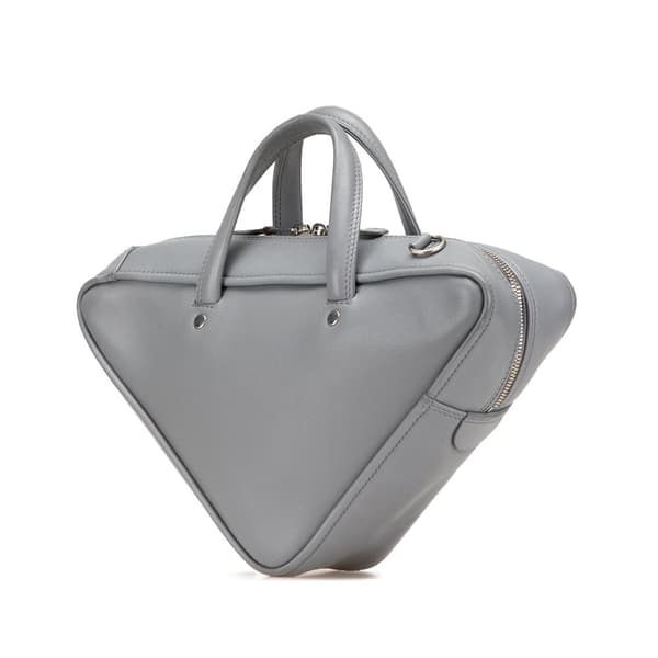 Pre-owned Balenciaga Medium Leather Triangle Duffle Bag Gray