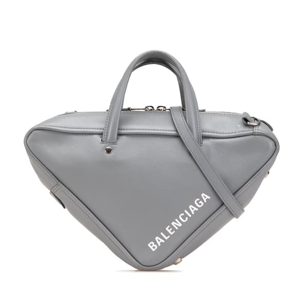 Pre-owned Balenciaga Medium Leather Triangle Duffle Bag Gray