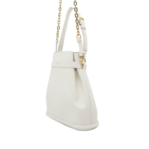 Pre-owned Dior Medium Embossed Calfskin CEst Dior Bag White