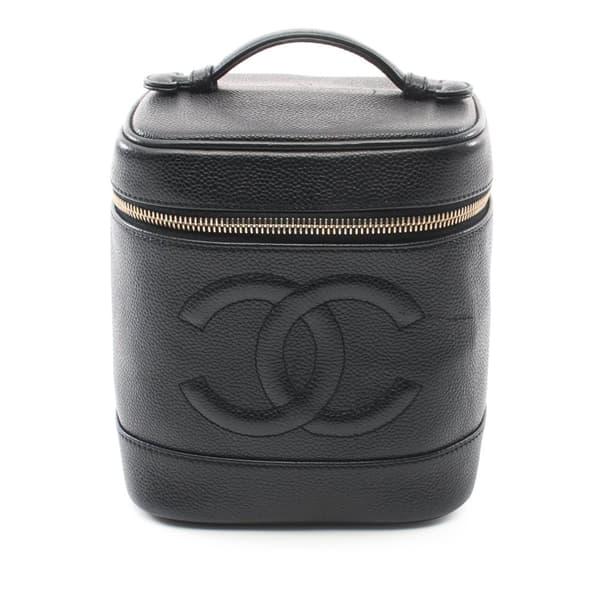 Pre-owned Chanel CC Caviar Vanity Case Black