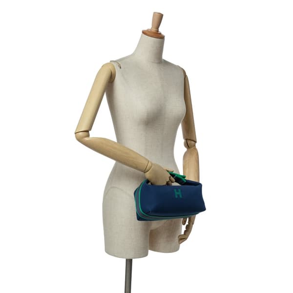 Pre-owned Hermès Small Toile Bride A Brac Blue