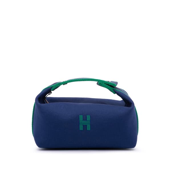 Pre-owned Hermès Small Toile Bride A Brac Blue