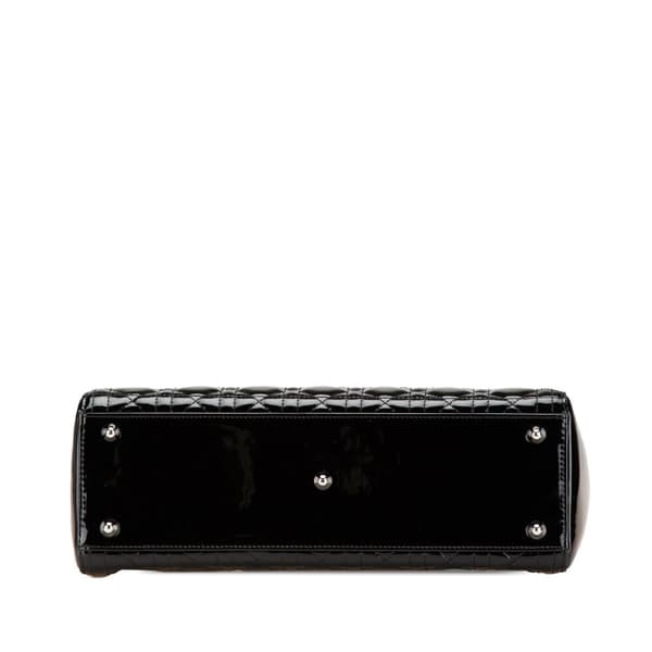 Pre-owned Dior Large Patent Cannage Lady Dior Black