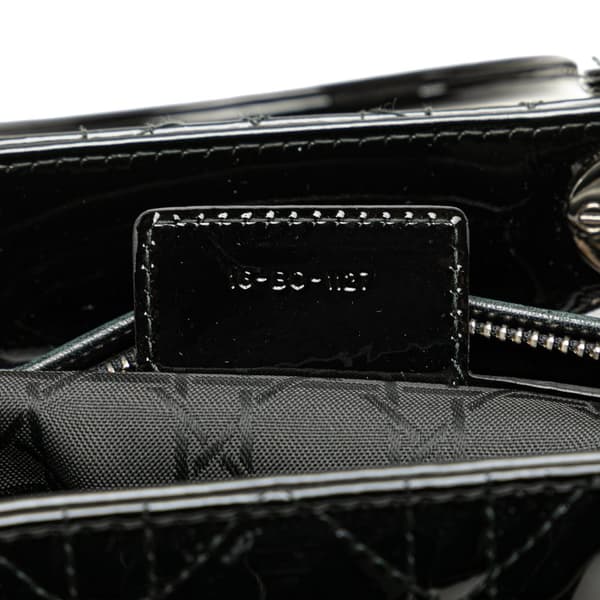 Pre-owned Dior Large Patent Cannage Lady Dior Black