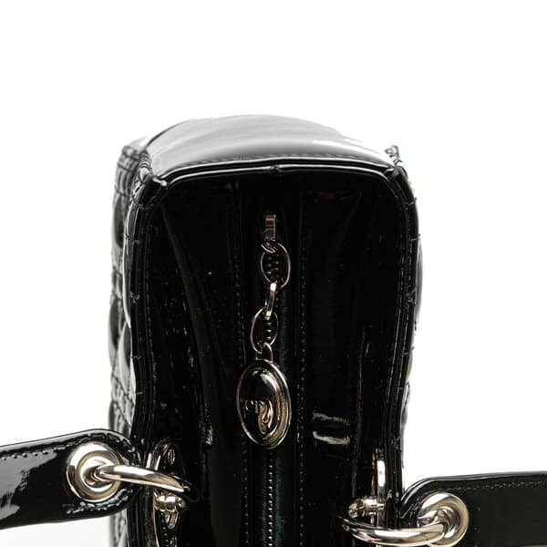 Pre-owned Dior Large Patent Cannage Lady Dior Black