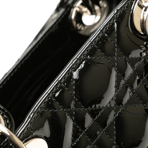 Pre-owned Dior Large Patent Cannage Lady Dior Black