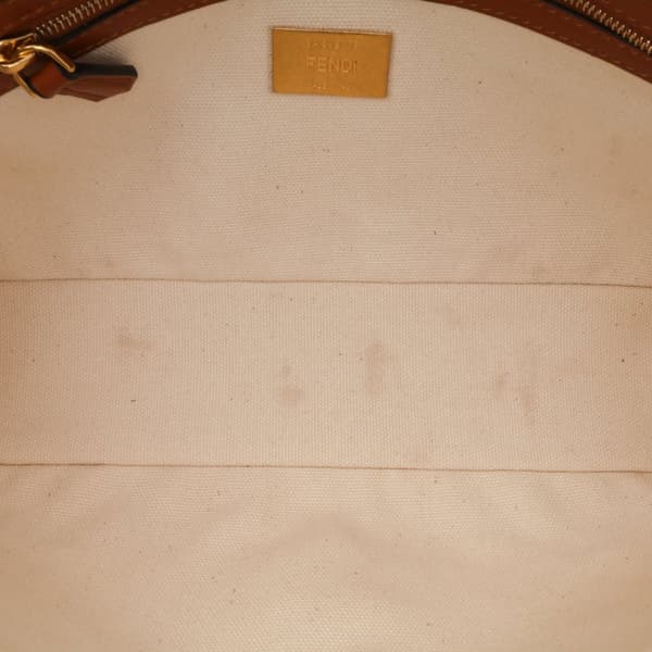 Pre-owned Fendi Zucca Embroidered Canvas Baguette Satchel Brown