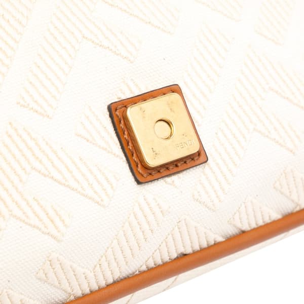 Pre-owned Fendi Zucca Embroidered Canvas Baguette Satchel Brown