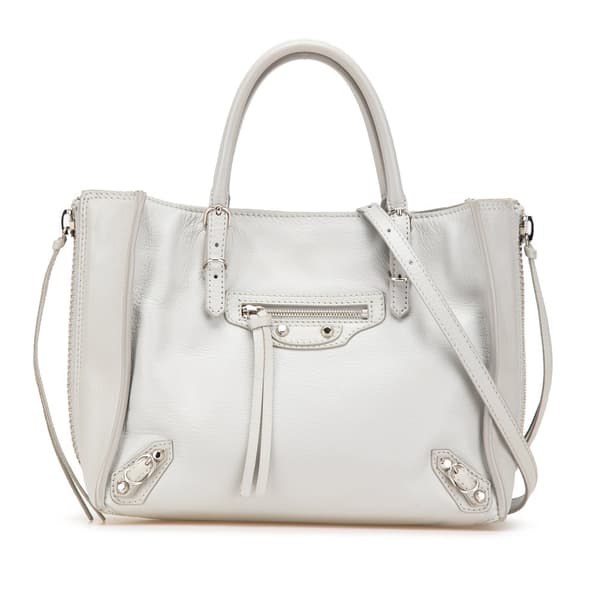 Pre-owned Balenciaga Mini Leather Papier A4 Satchel Gray