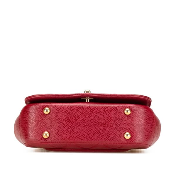 Pre-owned Chanel Mini Quilted Caviar Carry Around Flap Red