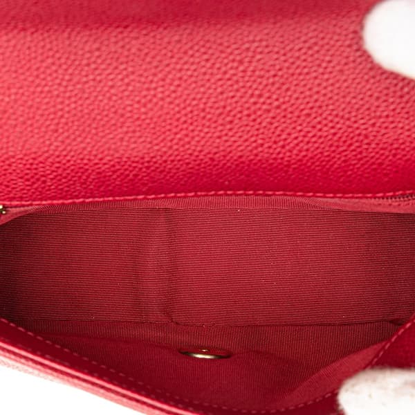 Pre-owned Chanel Mini Quilted Caviar Carry Around Flap Red