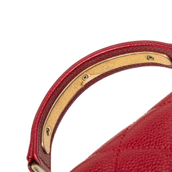 Pre-owned Chanel Mini Quilted Caviar Carry Around Flap Red