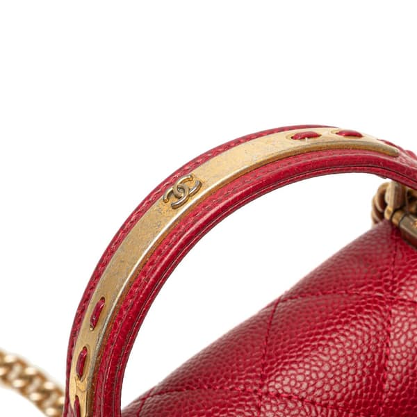 Pre-owned Chanel Mini Quilted Caviar Carry Around Flap Red