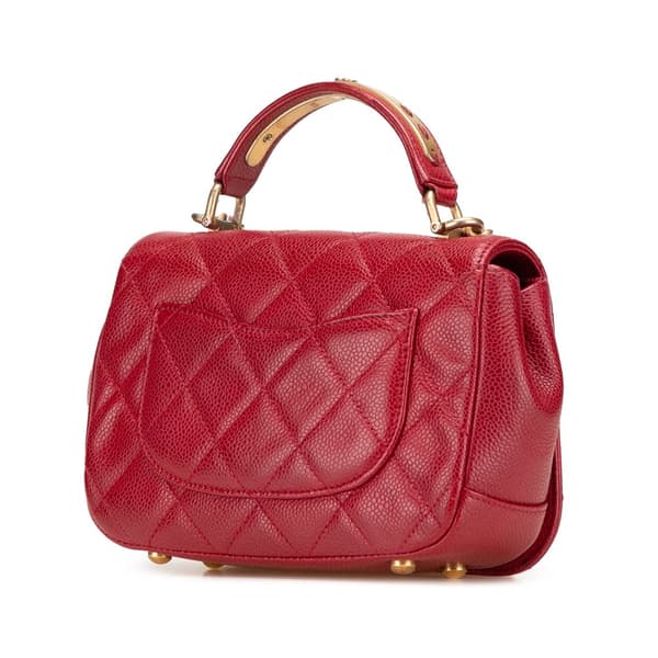 Pre-owned Chanel Mini Quilted Caviar Carry Around Flap Red