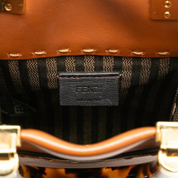 Pre-owned Fendi Mini Leather Sunshine Shopper Tote Brown