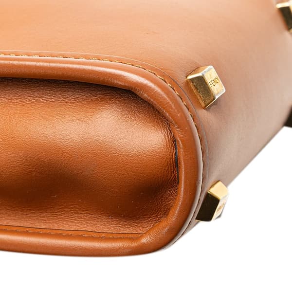 Pre-owned Fendi Mini Leather Sunshine Shopper Tote Brown