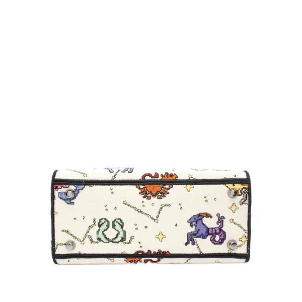 Pre-owned Dior Medium Embroidered Canvas Pixel Zodiac Lady D Lite White