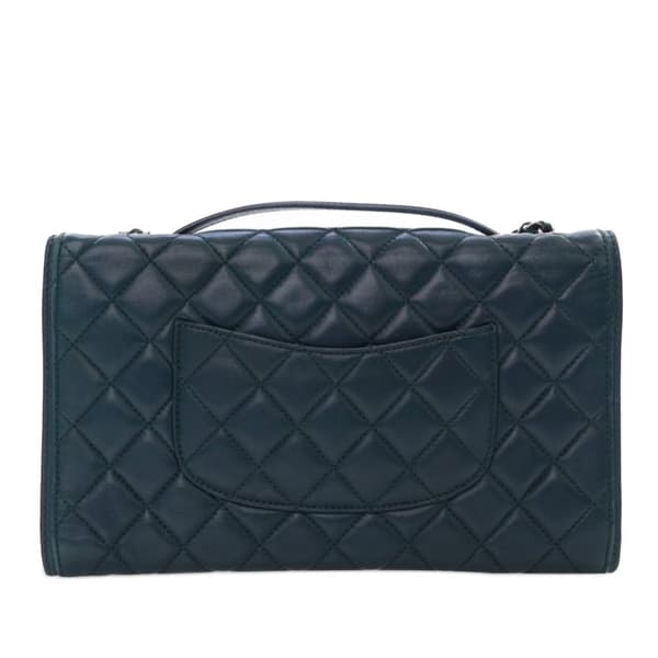Pre-owned Chanel Medium Quilted Lambskin Citizen Flap Green