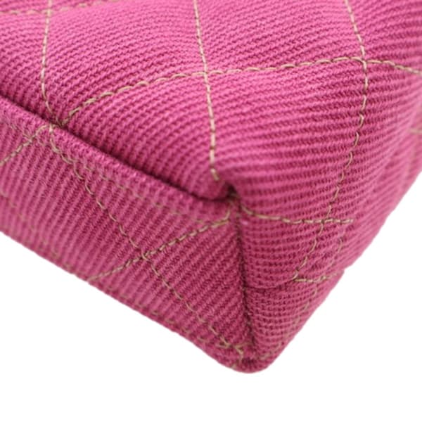 Pre-owned Chanel Nano Quilted Denim Kelly Shopper Bag Pink