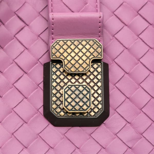 Pre-owned Bottega Veneta Small Nappa Intrecciato Roma Satchel Purple