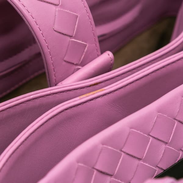 Pre-owned Bottega Veneta Small Nappa Intrecciato Roma Satchel Purple
