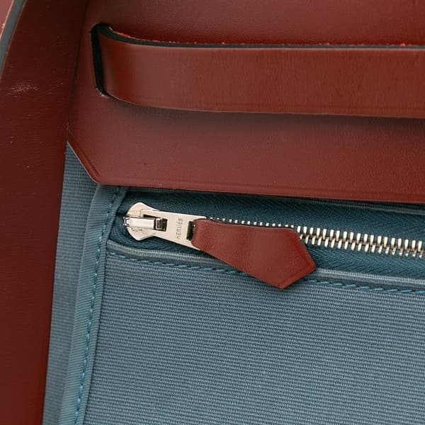 Pre-owned Hermès Toile Herbag Zip 39 Blue