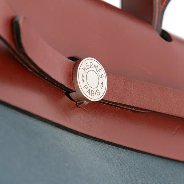 Pre-owned Hermès Toile Herbag Zip 39 Blue