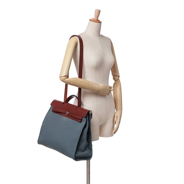 Pre-owned Hermès Toile Herbag Zip 39 Blue
