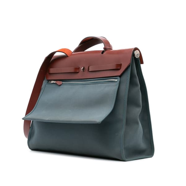 Pre-owned Hermès Toile Herbag Zip 39 Blue