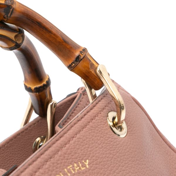 Pre-owned Gucci Small Calfskin Bamboo Shopper Satchel Pink