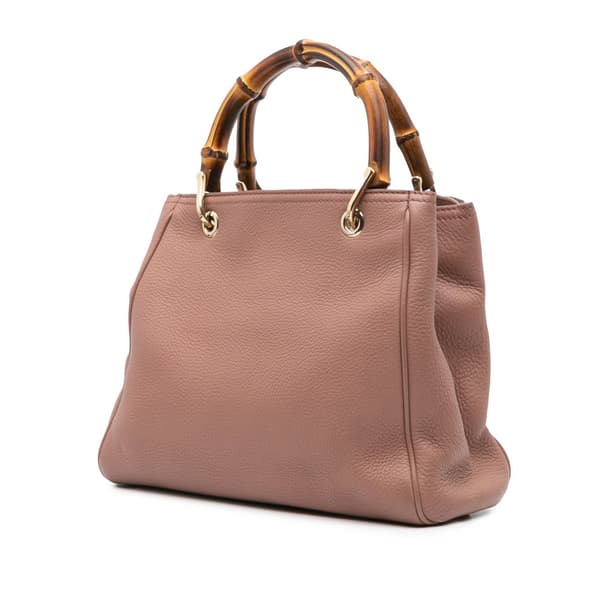 Pre-owned Gucci Small Calfskin Bamboo Shopper Satchel Pink