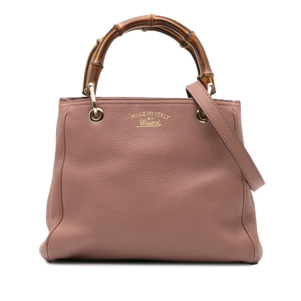 Pre-owned Gucci Small Calfskin Bamboo Shopper Satchel Pink