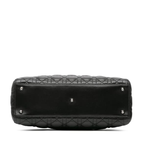 Pre-owned Dior Large Lambskin Cannage Lady Dior Black