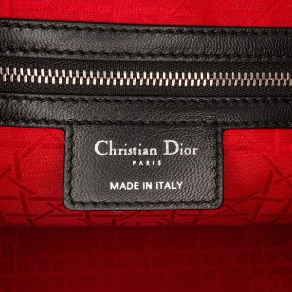 Pre-owned Dior Large Lambskin Cannage Lady Dior Black