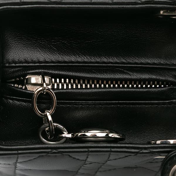 Pre-owned Dior Large Lambskin Cannage Lady Dior Black
