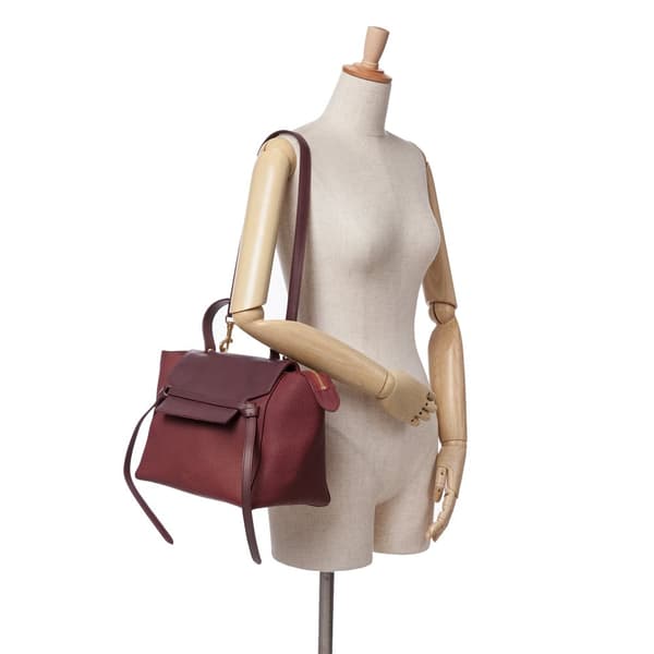 Pre-owned Celine Mini Grained Calfskin Belt Bag Red