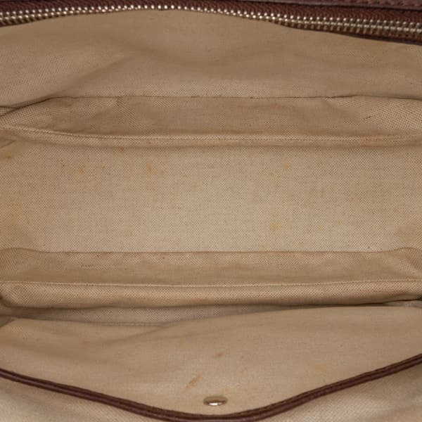 Pre-owned Gucci Large GG Canvas Bamboo Satchel Brown