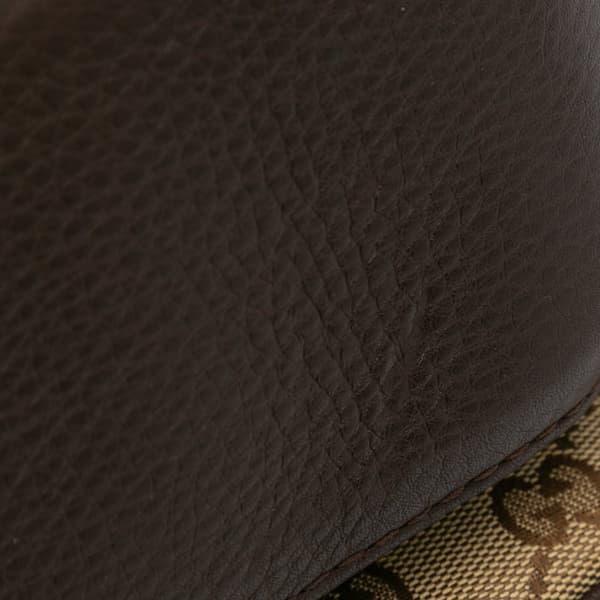 Pre-owned Gucci Large GG Canvas Bamboo Satchel Brown
