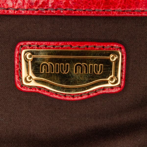 Pre-owned Miu Miu Nappa Frame Lux Top Handle Red