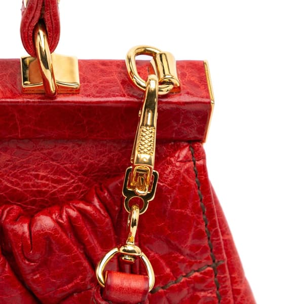 Pre-owned Miu Miu Nappa Frame Lux Top Handle Red