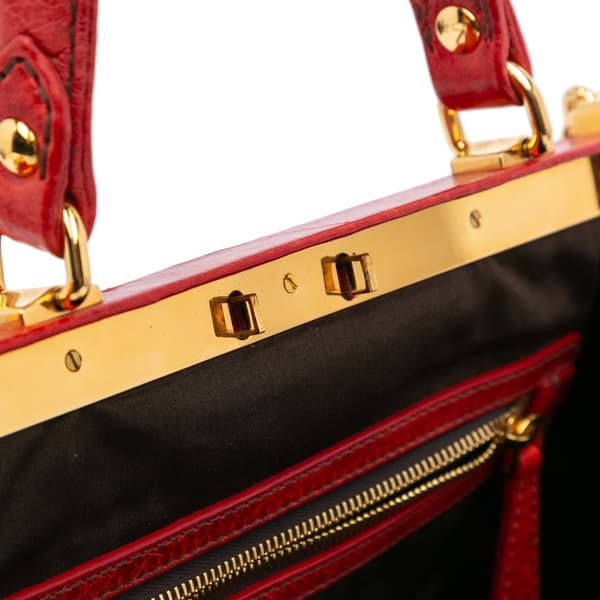 Pre-owned Miu Miu Nappa Frame Lux Top Handle Red