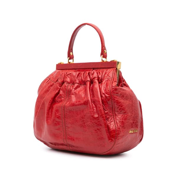 Pre-owned Miu Miu Nappa Frame Lux Top Handle Red