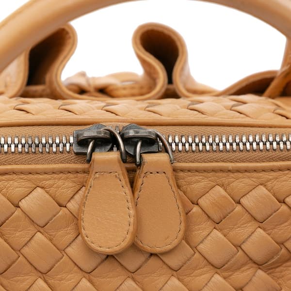 Pre-owned Bottega Veneta Intrecciato Trimmed Leather Handbag Brown