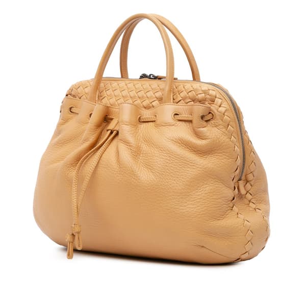 Pre-owned Bottega Veneta Intrecciato Trimmed Leather Handbag Brown