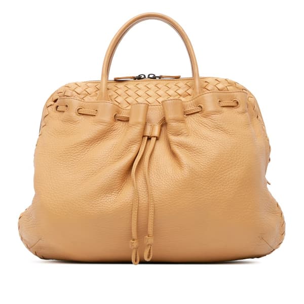 Pre-owned Bottega Veneta Intrecciato Trimmed Leather Handbag Brown