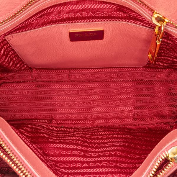 Pre-owned Prada Medium Saffiano Lux Open Promenade Satchel Pink