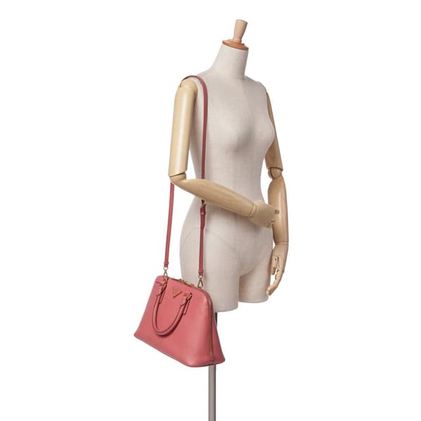Pre-owned Prada Medium Saffiano Lux Open Promenade Satchel Pink