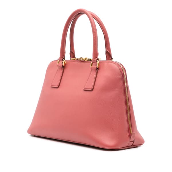 Pre-owned Prada Medium Saffiano Lux Open Promenade Satchel Pink