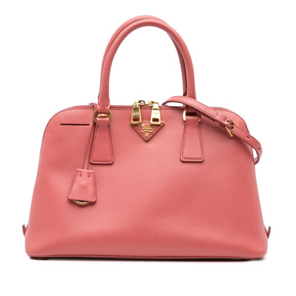 Pre-owned Prada Medium Saffiano Lux Open Promenade Satchel Pink