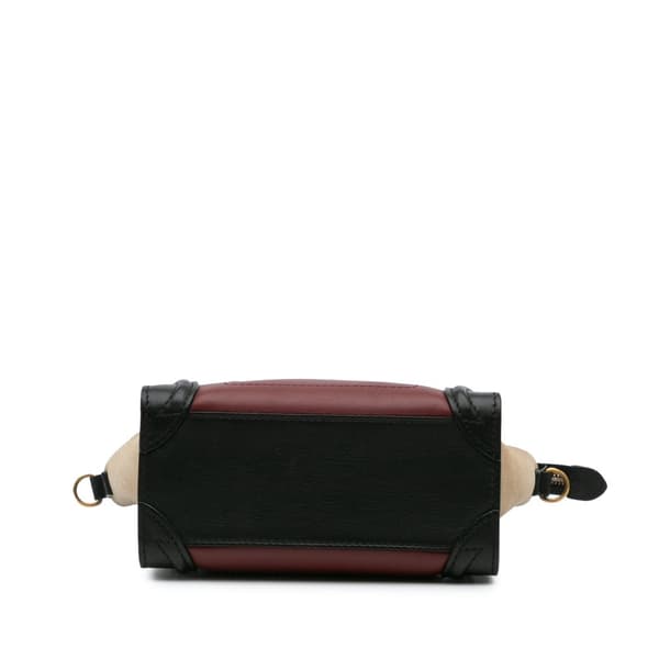 Pre-owned Celine Nano Tricolor Leather Luggage Tote Red